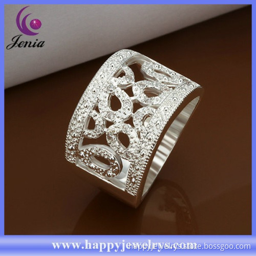 New model design ring 925 silver plated white zironc cheap couple ring (CR309)